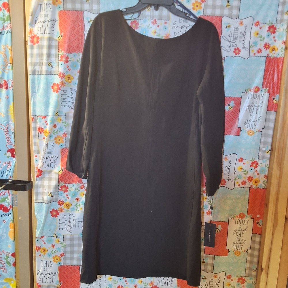 NWT TOMMY HILFIGER LONG SLEEVE KNEE LENGTH SHEATH BLACK DRESS